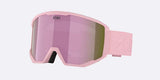 Spark-Bliz ski goggles in matte light pink with a mirrored pink lens and a matching pink strap, shown on a light gray background.