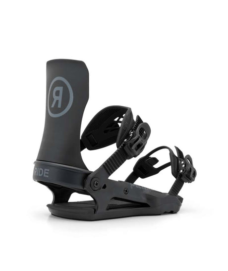 SpecterJr.- Black snowboard bindings on a white background
