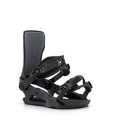 SpecterJr.- Black snowboard bindings on a white background