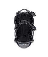 SpecterJr.- Black snowboard bindings on a white background