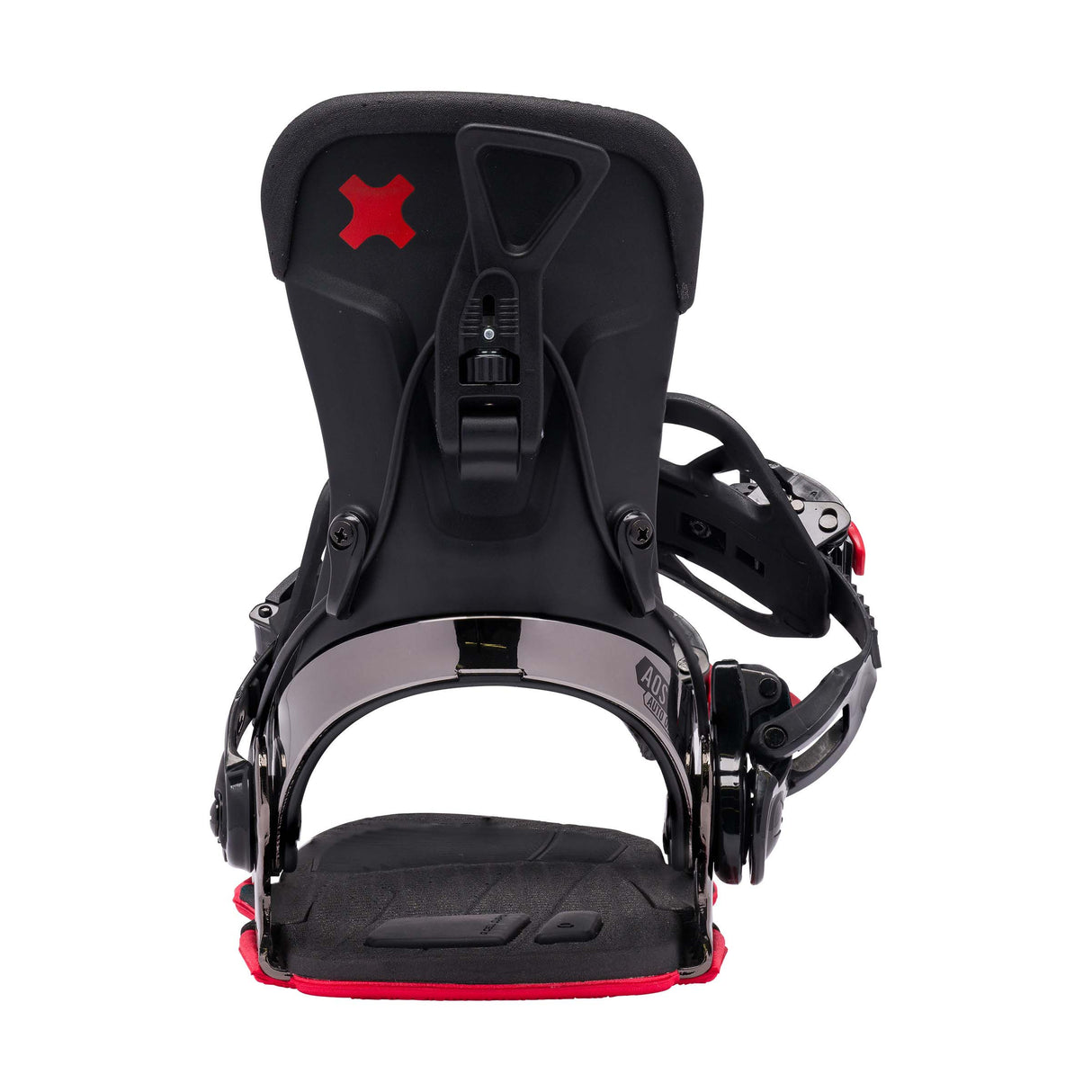 Speed-In-Pro-Black and red snowboard binding on a white background