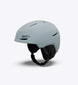 SpurMIPS- Sky blue helmet with black interior and chin strap on a white background