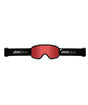 StompGoggle-Red ski goggles with black frame on a white background