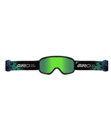 StompGoggle-Green ski goggles with black frame on a white background
