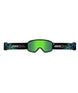 StompGoggle-Green ski goggles with black frame on a white background