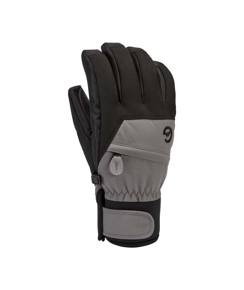 StompShortGlove-Black and grey glove on a white background