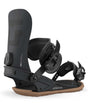 Strata-Black snowboard binding with 'Union' branding on a white background