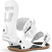Strata-White snowboard binding with 'Union' branding on a white background
