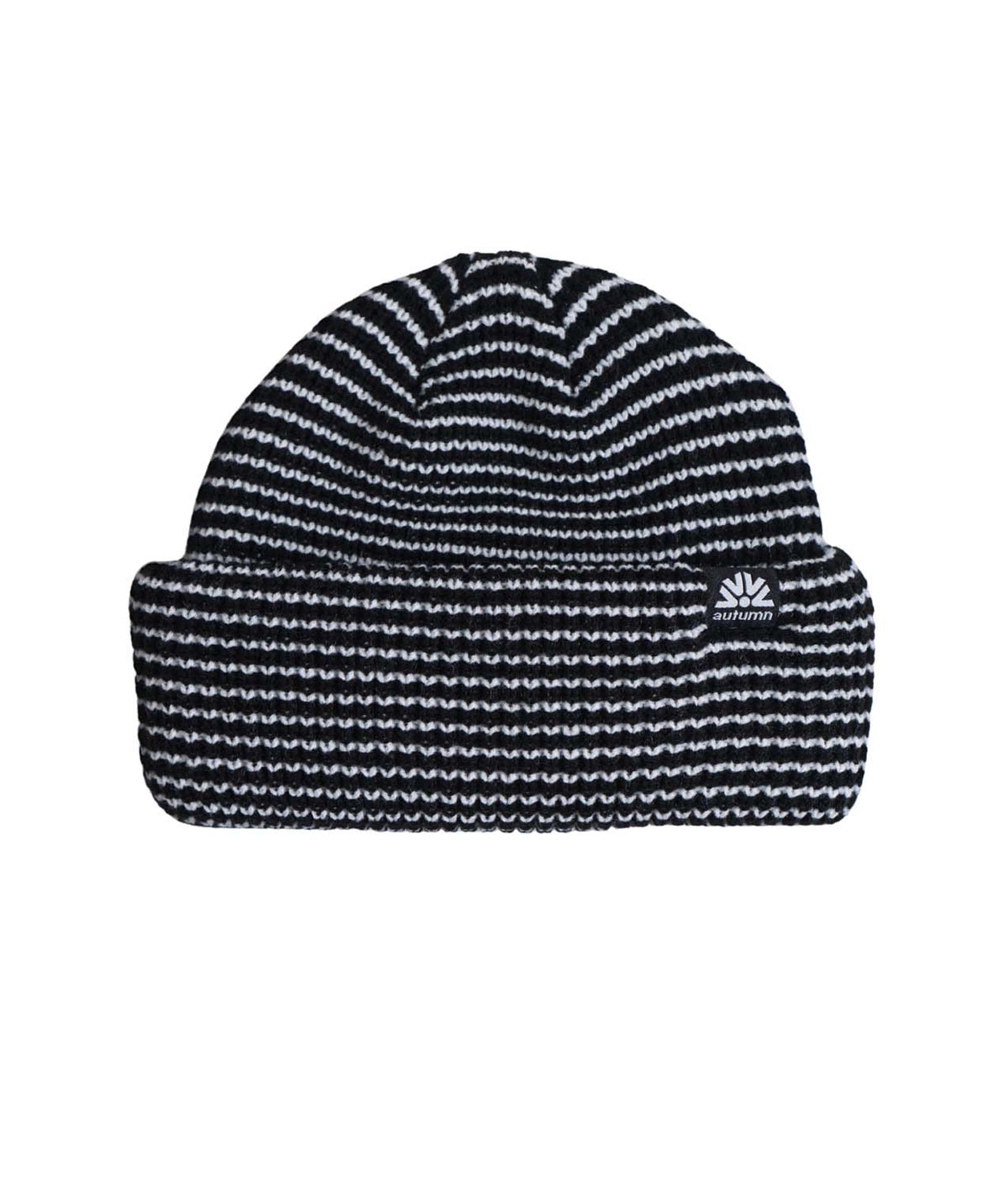StripeDoubleRoll- Beanie on a white background