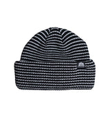 StripeDoubleRoll- Beanie on a white background