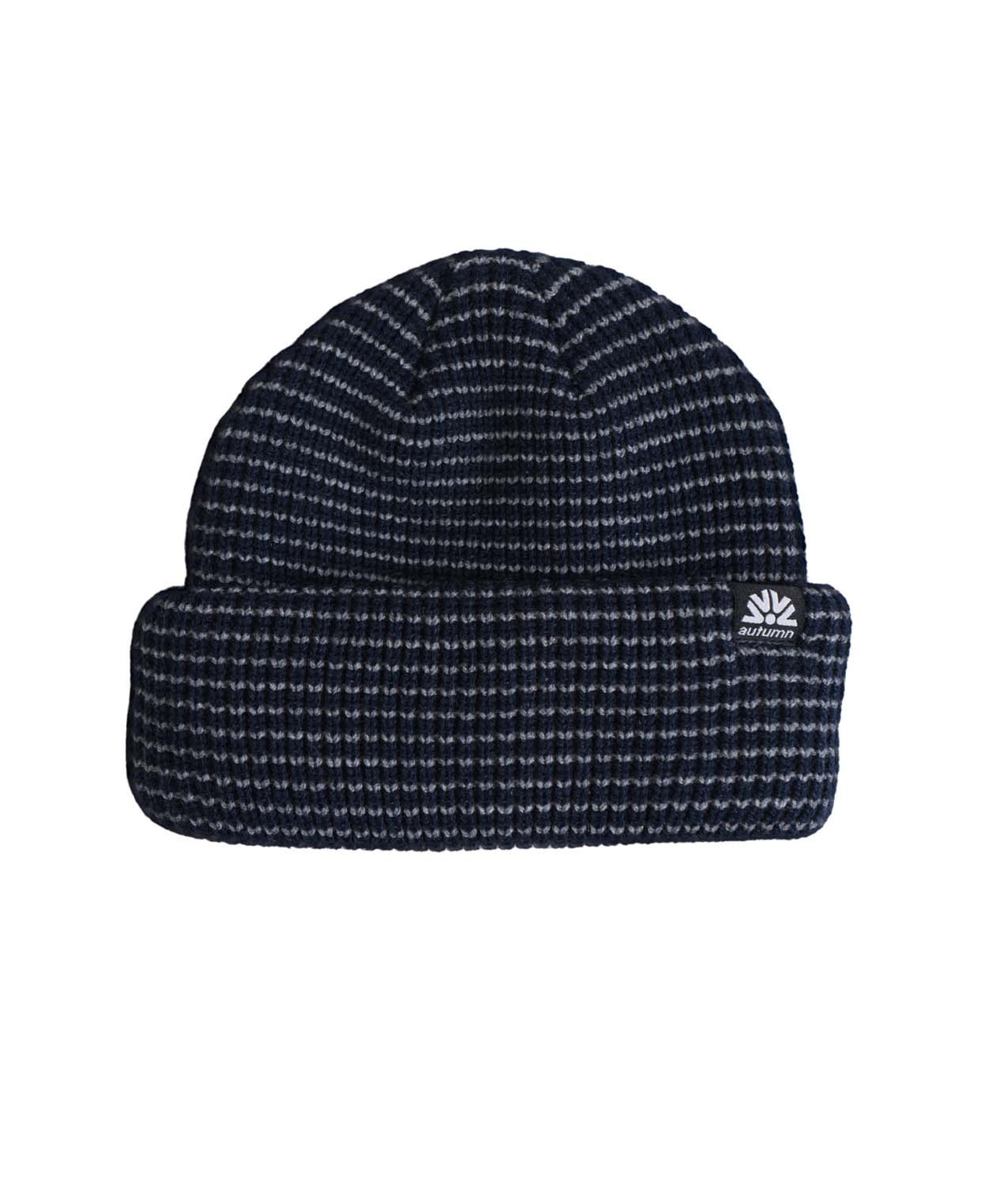 StripeDoubleRoll- Beanie on a white background