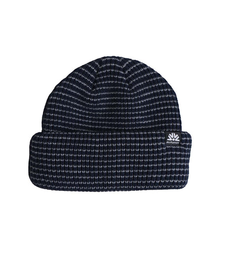 StripeDoubleRoll- Beanie on a white background