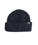 StripeDoubleRoll- Beanie on a white background