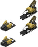 Strive14MN-Set of black and yellow ski bindings on a white background