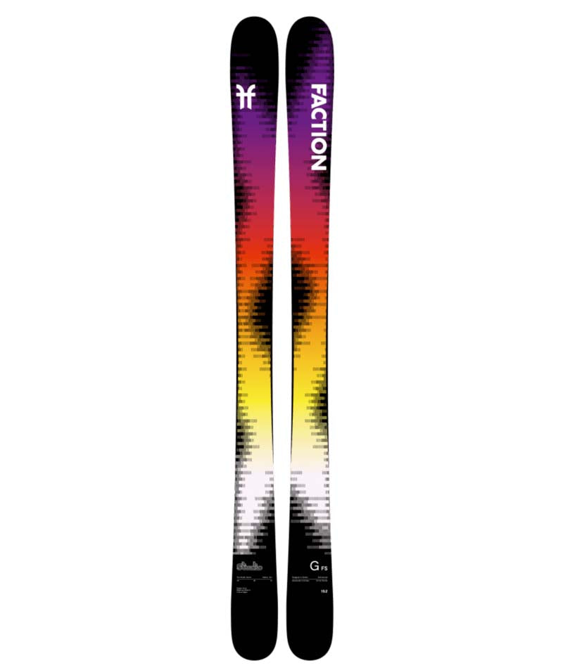StudioGromFS-Two Faction skis with a colorful gradient on a white background
