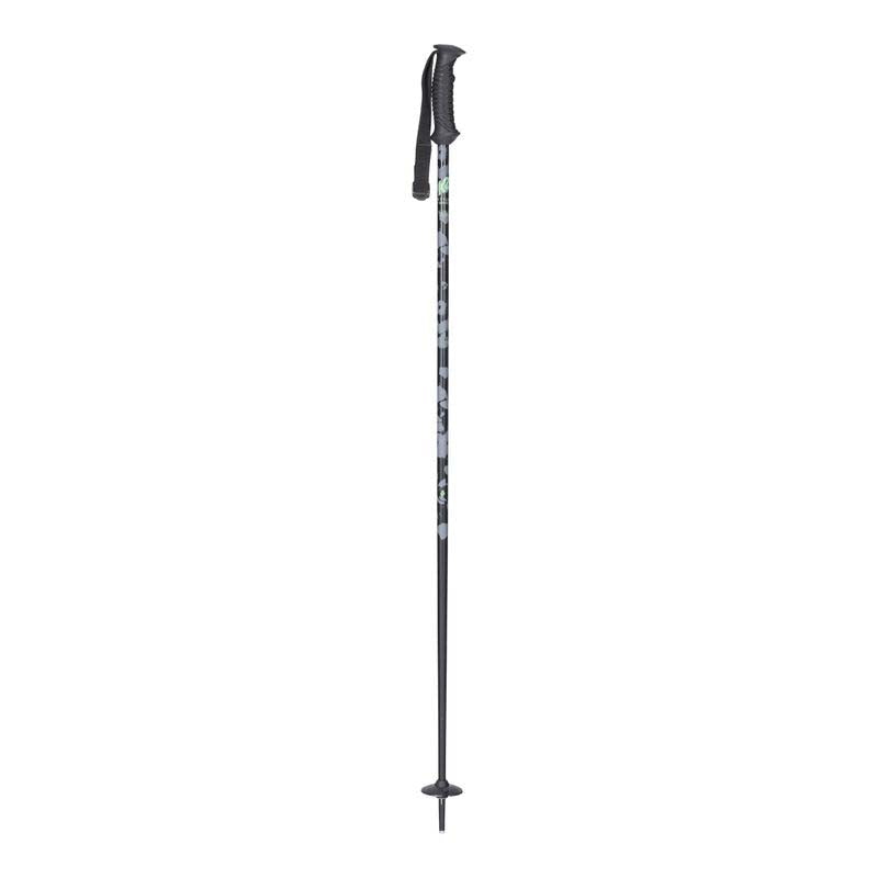 StyleAluminumPole-A single ski pole shown vertically against a plain white background. The pole is primarily black with a subtle gray and white camouflage pattern on the shaft.