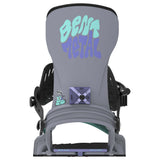 Stylist-Gray snowboard binding with 'Bent Metal' branding on a white background