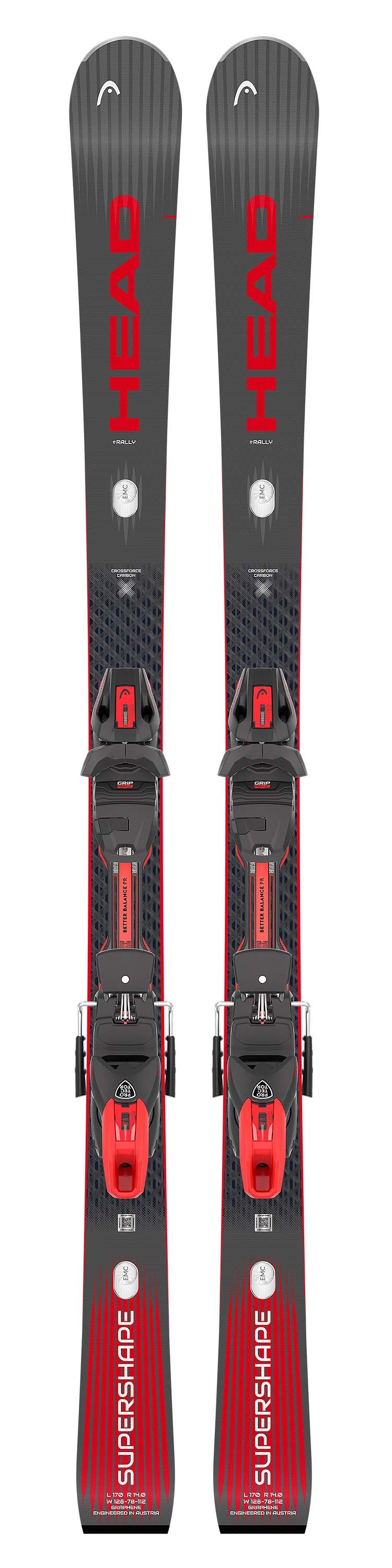 Supershapee-Rally- Black and red Head skis on a white background