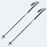 SwiftStickPole-Two black and silver ski or hiking poles with textured black grips and white logo details, shown on a light gray background.