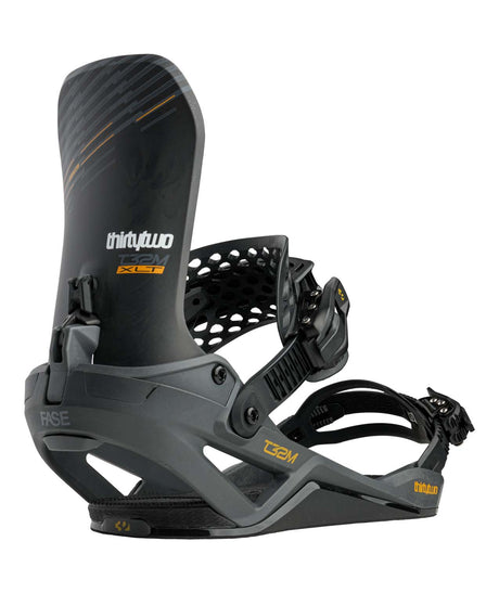 T32MXLTFase-Black and gray snowboard binding with 'thirtytwo' branding on a white background