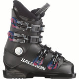 T4M- Black ski boot on a white background with Salomon brand.