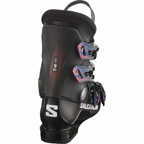 T4M- Black ski boot on a white background with Salomon brand.