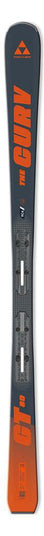 THECURVGT80_RSW11PR- A single ski shown vertically against a plain white background, with a dark gray body and bright orange branding and graphics. The visible text includes 'THECURV' prominently and 'GT80' near the base.