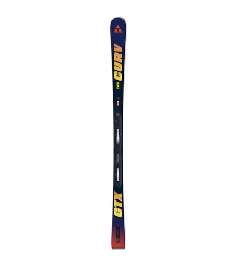 THECURVGTX_VX13PR-A single ski shown vertically against a white background, with a white border around it. The ski has a dark blue to red gradient base with yellow and orange 'CURV GTX' branding and a small red triangular logo near the top.