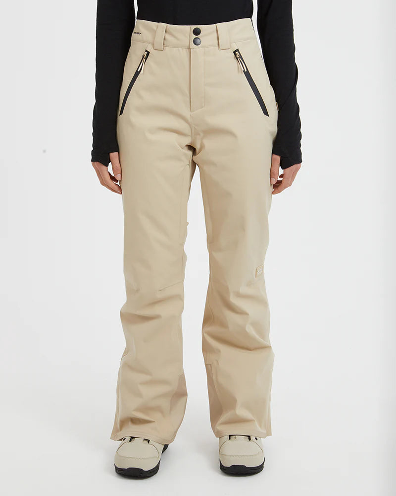 Astra Ski Pant-Beige snow pants worn by a person on a white background