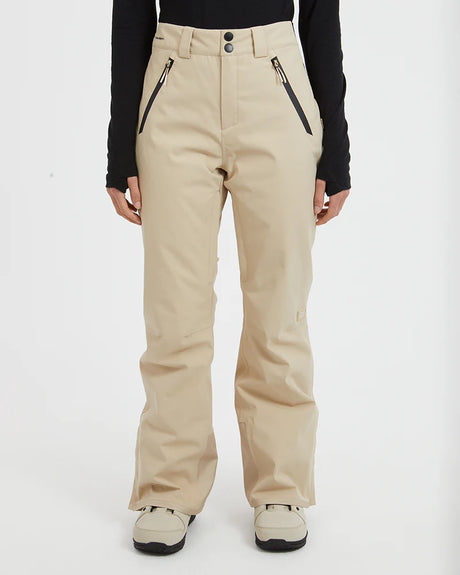 Astra Ski Pant-Beige snow pants worn by a person on a white background