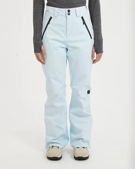 Astra Ski Pant-Light blue snow pants worn by a person on a white background