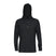 Featherweight Hooded LS Crew-Black hoodie with a small white logo on a white background