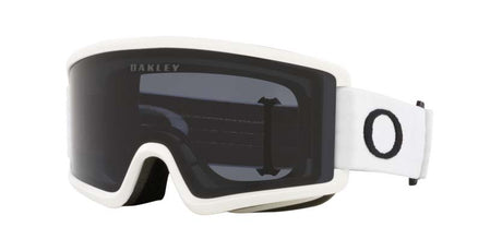 TargetLineS-Oakley goggles with white frame and black lenses on a white background