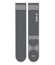 TargetedCushionLogoSnowSock-Gray socks with white patterns and 'Le Bent' branding on a white background