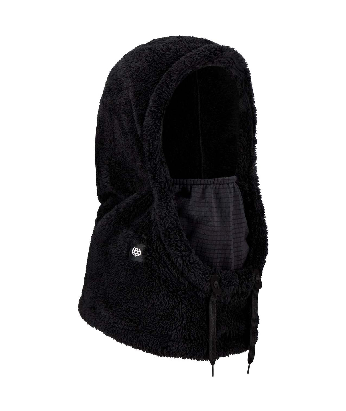 TarmacSherpaHood-Black fleece hooded jacket on a white background