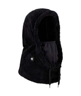 TarmacSherpaHood-Black fleece hooded jacket on a white background