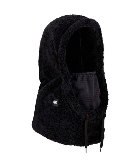 TarmacSherpaHood-Black fleece hooded jacket on a white background