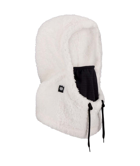 TarmacSherpaHood-White sherpa-lined hood with black interior on a white background