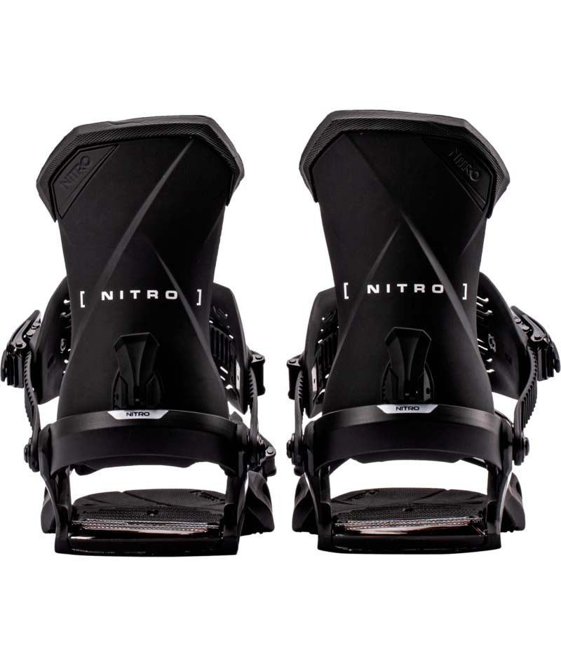 TeamBinding-Black snowboard bindings with Nitro branding on a white background