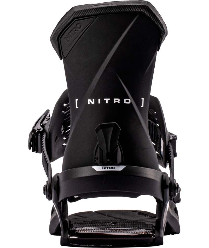 TeamBinding-Black snowboard bindings with Nitro branding on a white background
