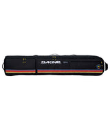 TeamLowRollerSnowboardBagJamieAnderson-Black snowboard bag with colorful stripes and Dakine branding on a white background