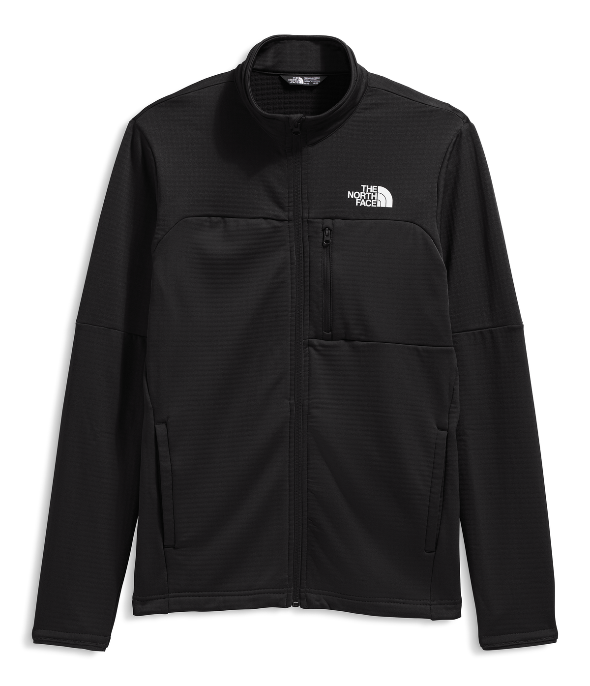 TeenHikeMidlayerFullZip_26-Black full zip North Face jacket on a white background