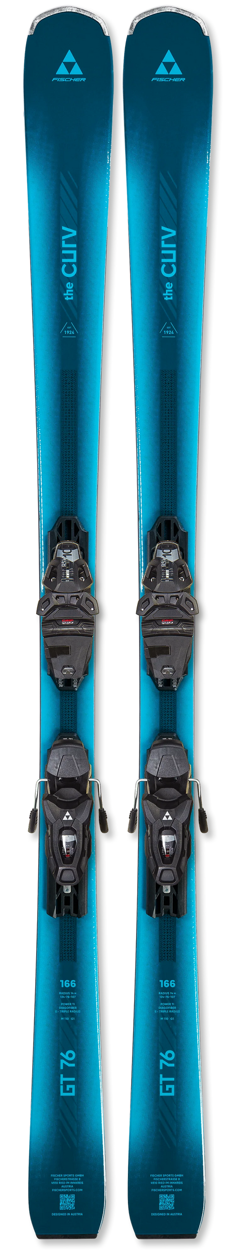 TheCurvGT76_RSW10PR-A pair of blue skis, shown vertically against a plain white background.