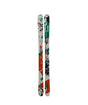 TomWallischPro-Colorful skis with a paint splatter pattern on a white background
