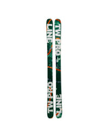 TomWallischPro-Colorful skis with a paint splatter pattern on a white background
