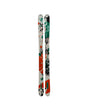 TomWallischPro-Colorful skis with a paint splatter pattern on a white background