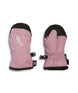 TotsMitt- A pair of pink and black ski mittens shown flat against a white background, with one mitten displaying the white 'XTM' logo and the other showing the elastic cuff and black buckle.