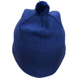 TraditionBeanie-A royal blue knit beanie hat with a white embroidered 'Swix' logo on the front and a matching blue pom-pom on top, shown against a plain white background.