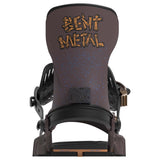 Transfer-Black and brown snowboard binding on a white background
