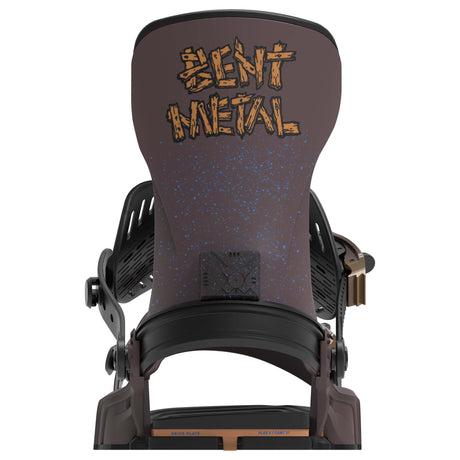 Transfer-Black and brown snowboard binding on a white background